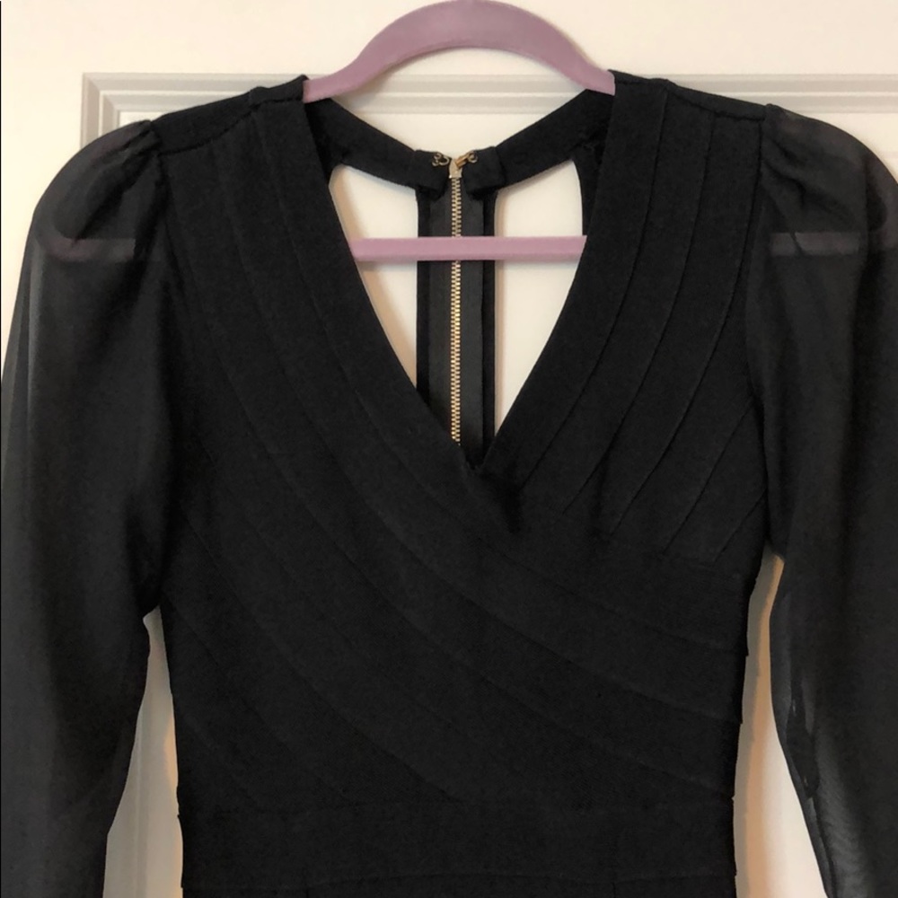 Bebe black long sleeve slimming dress